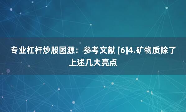 专业杠杆炒股图源：参考文献 [6]4.矿物质除了上述几大亮点