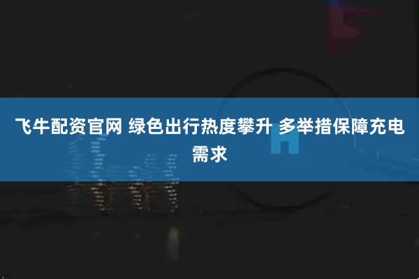 飞牛配资官网 绿色出行热度攀升 多举措保障充电需求